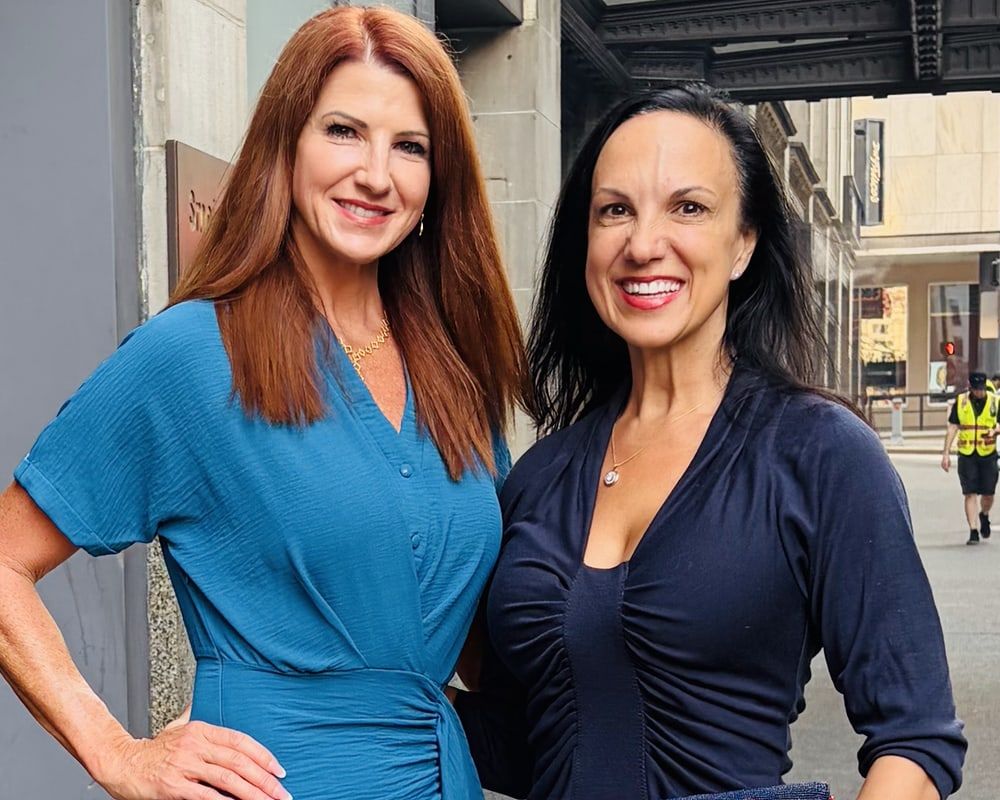 Suzanne Hobbs with Dr. Shellie Hipsky, outside the Union Trust Building in Pittsburgh.